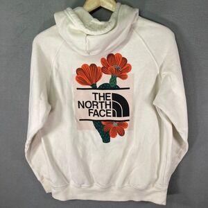 The North Face White Hoodie with Orange Floral Design